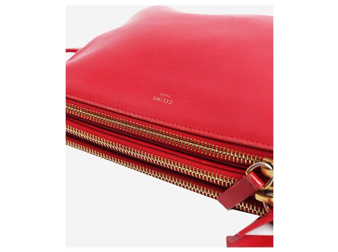 Céline Borsa a tracolla trio case in pelle rossa Rosso - vista 6