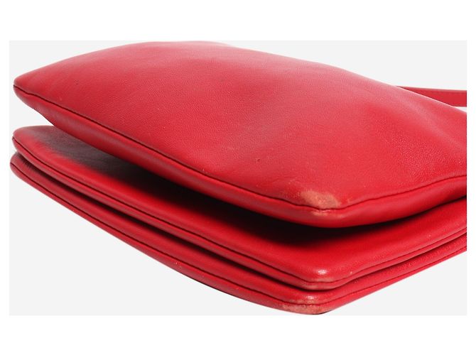 Céline Borsa a tracolla trio case in pelle rossa Rosso - vista 8