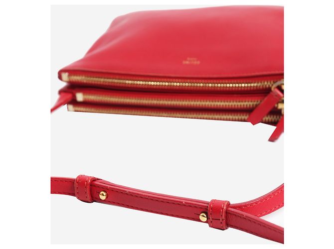 Céline Borsa a tracolla trio case in pelle rossa Rosso - vista 9