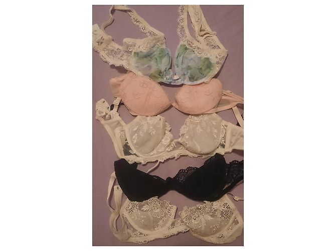 Lote de 5 sujetadores La Perla en encaje y seda Negro Rosa Blanco Multicolor - vista 2