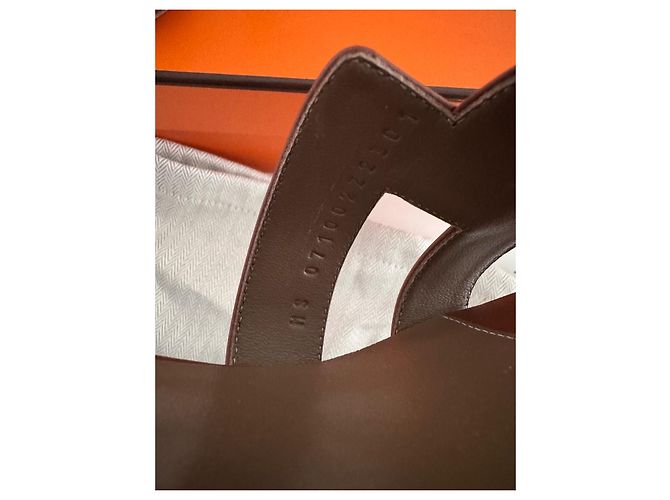 Oran Hermès Sandali Oasis Tacco Squadrato Pelle Marrone - vista 5