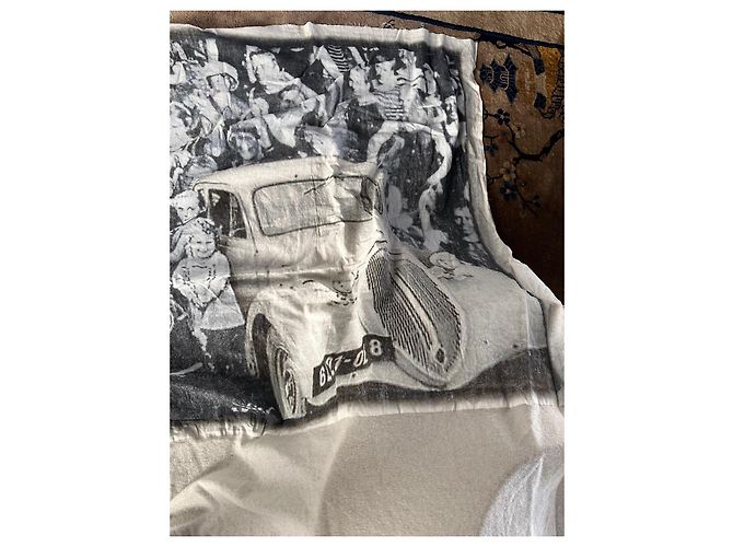 Sciarpa Rundholz in cotone e cashmere stampa auto Nero Bianco Beige - vista 4