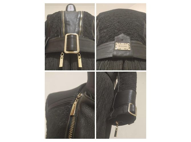 Mangano Hegel Lederjacke Schwarz mit Spitzendetails - Ansicht 9