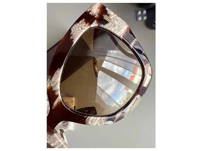 Fendi Cat-Eye Sonnenbrille Braun Weiß - Ansicht 7