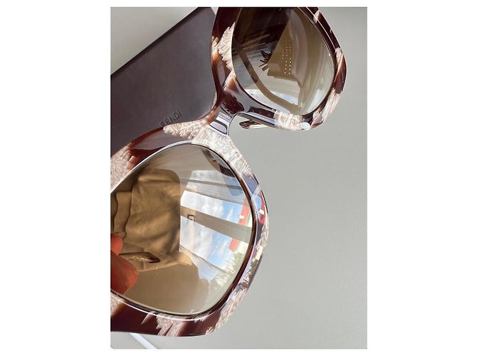 Fendi Cat-Eye Sonnenbrille Braun Weiß - Ansicht 8