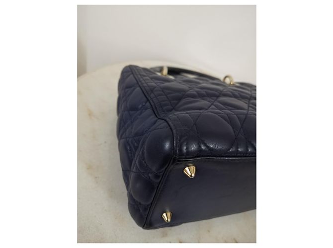 Borsa Christian Dior Lady Dior Medium in pelle blu scuro - vista 11