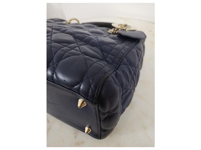 Borsa Christian Dior Lady Dior Medium in pelle blu scuro - vista 12