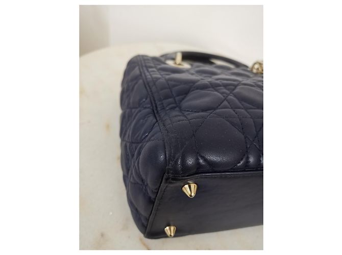 Borsa Christian Dior Lady Dior Medium in pelle blu scuro - vista 13