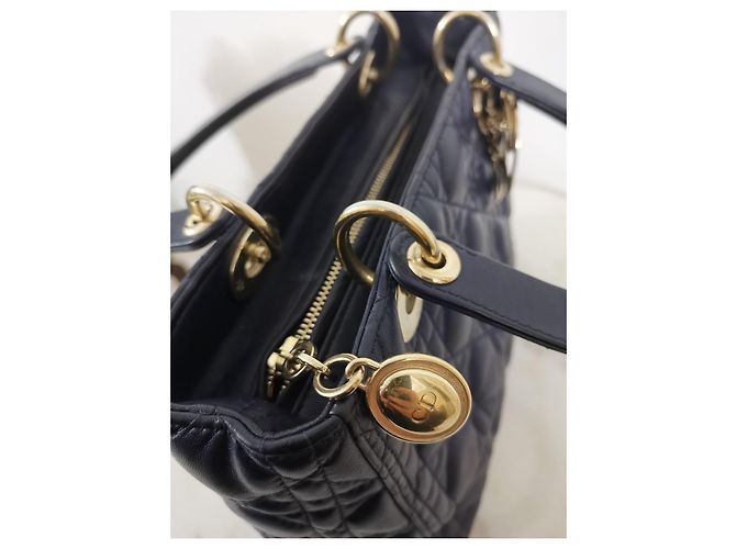 Borsa Christian Dior Lady Dior Medium in pelle blu scuro - vista 14