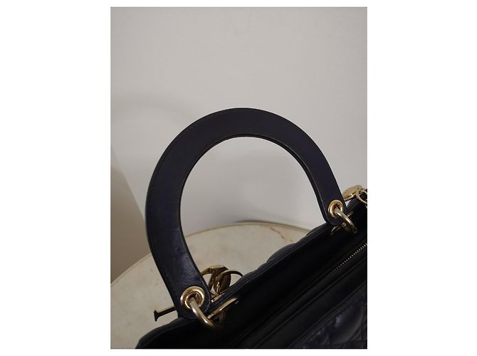 Borsa Christian Dior Lady Dior Medium in pelle blu scuro - vista 4