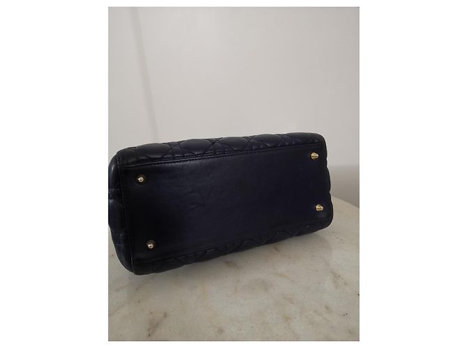 Borsa Christian Dior Lady Dior Medium in pelle blu scuro - vista 8