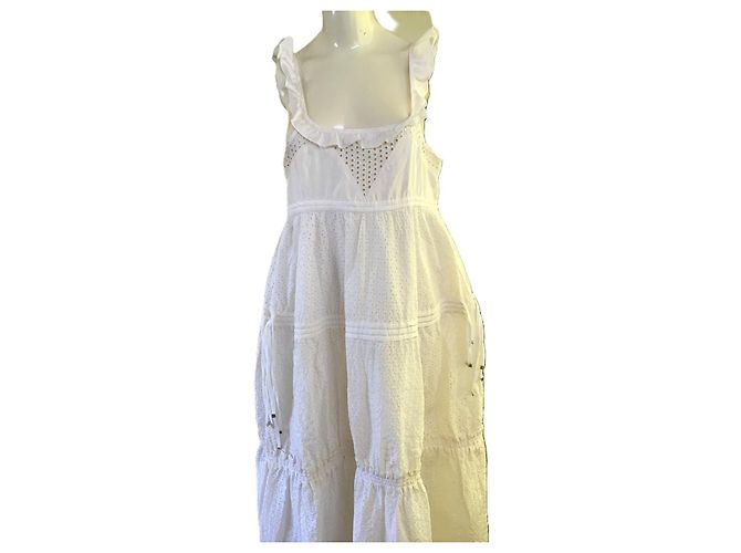 Diesel Black Gold Vestido maxi de algodón broderie anglaise blanco - vista 3