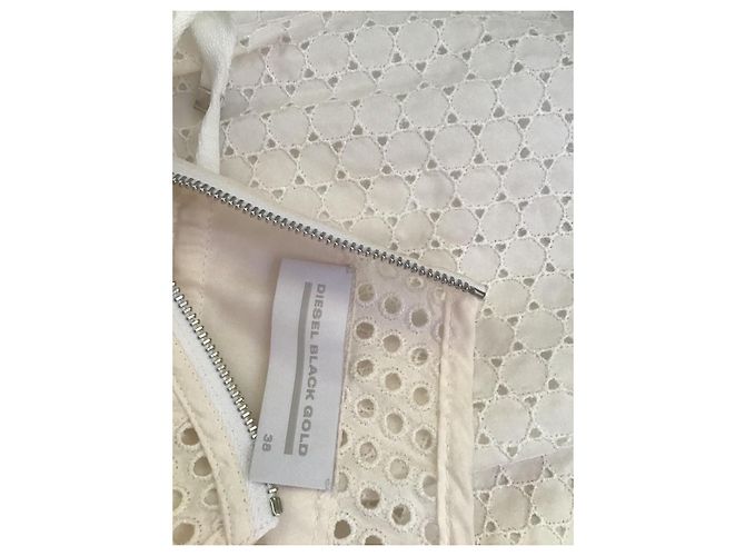 Diesel Black Gold Vestido maxi de algodón broderie anglaise blanco - vista 7