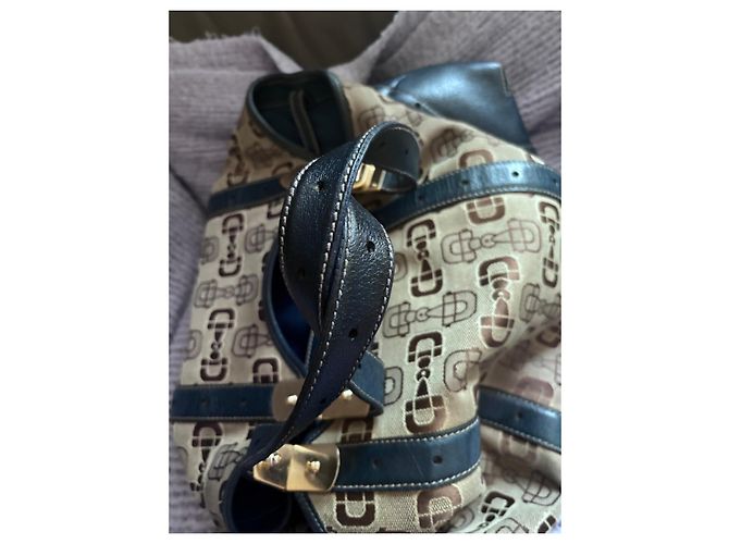 Gucci Borsa Hobo Horsebit in tela e pelle Marrone - vista 11