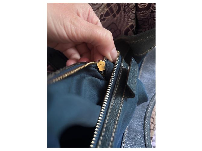 Gucci Borsa Hobo Horsebit in tela e pelle Marrone - vista 14