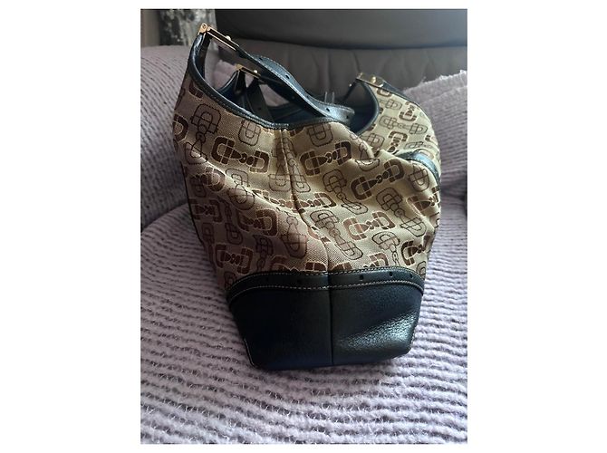 Gucci Borsa Hobo Horsebit in tela e pelle Marrone - vista 8