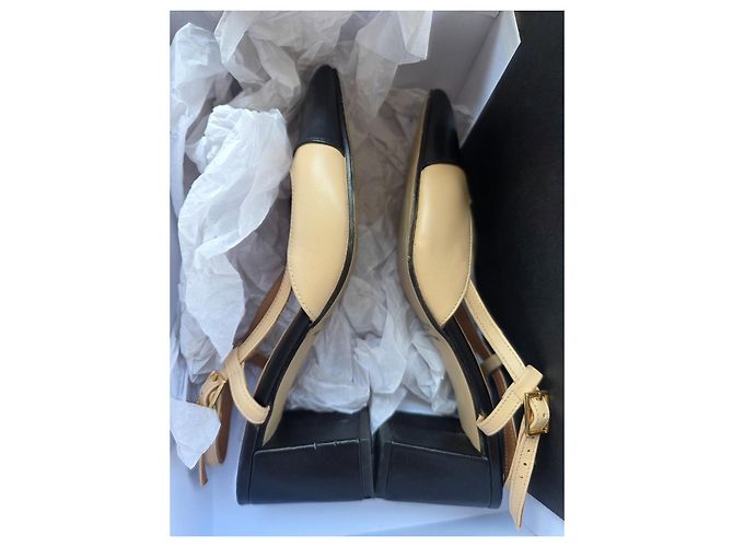 Décolleté JONAK in pelle bicolore nero e beige - vista 3