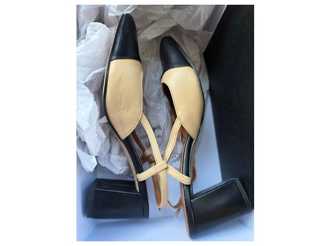 Décolleté JONAK in pelle bicolore nero e beige - vista 4