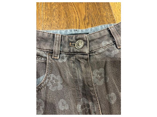 Chanel Vaqueros wide leg con estampado floral gris - vista 2