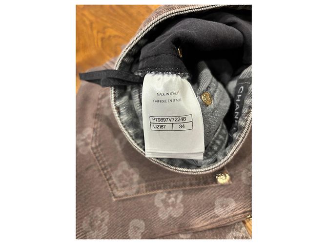 Chanel Vaqueros wide leg con estampado floral gris - vista 5