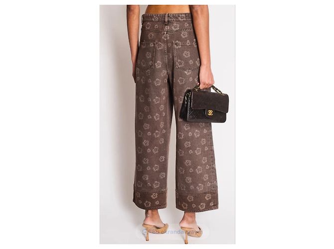 Chanel Vaqueros wide leg con estampado floral gris - vista 9