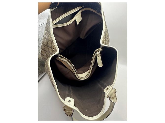 Gucci GG Canvas Web Sherry Line Borsa Tote Marrone Beige - vista 14