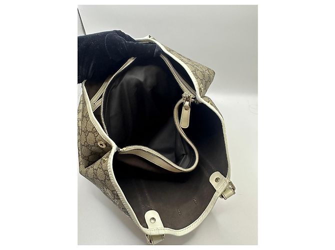 Gucci GG Canvas Web Sherry Line Borsa Tote Marrone Beige - vista 15