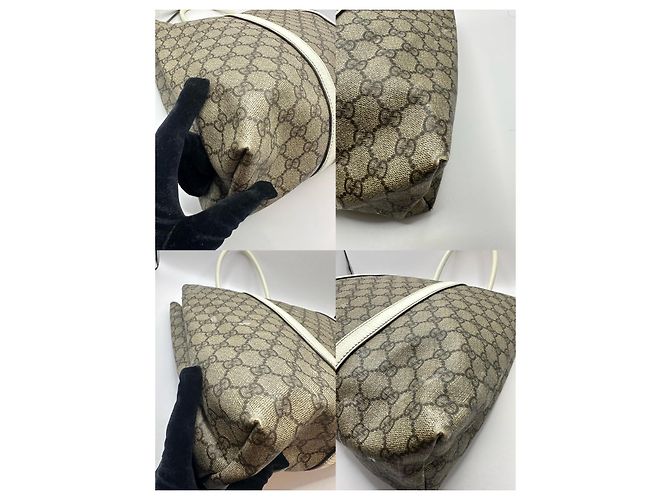Gucci GG Canvas Web Sherry Line Borsa Tote Marrone Beige - vista 19