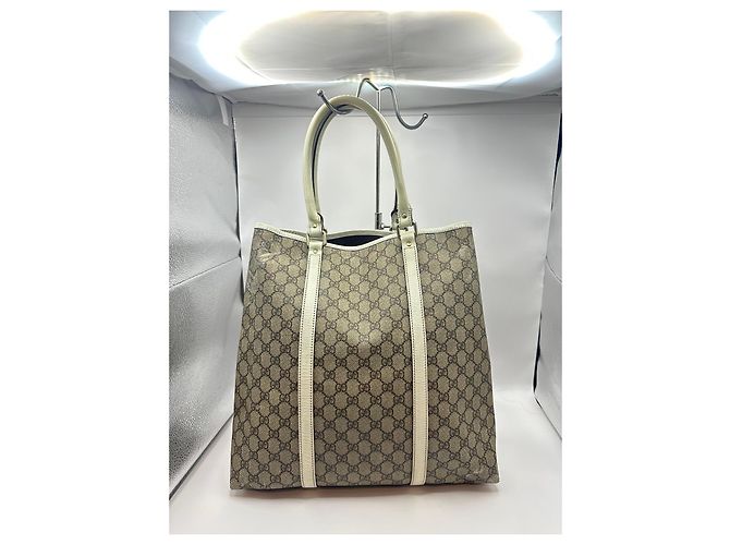 Gucci GG Canvas Web Sherry Line Borsa Tote Marrone Beige - vista 2
