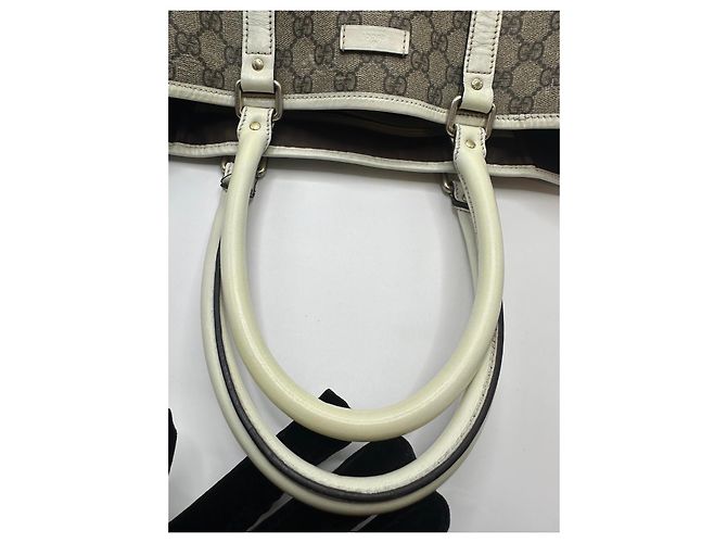 Gucci GG Canvas Web Sherry Line Borsa Tote Marrone Beige - vista 3