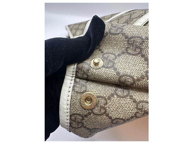 Gucci GG Canvas Web Sherry Line Borsa Tote Marrone Beige - vista 5