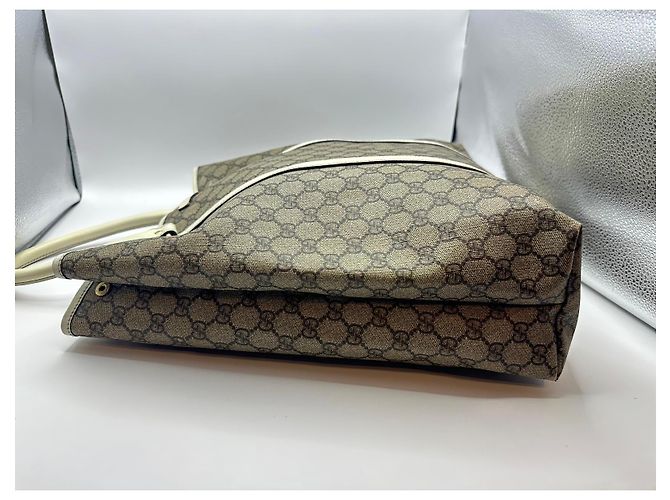 Gucci GG Canvas Web Sherry Line Borsa Tote Marrone Beige - vista 6