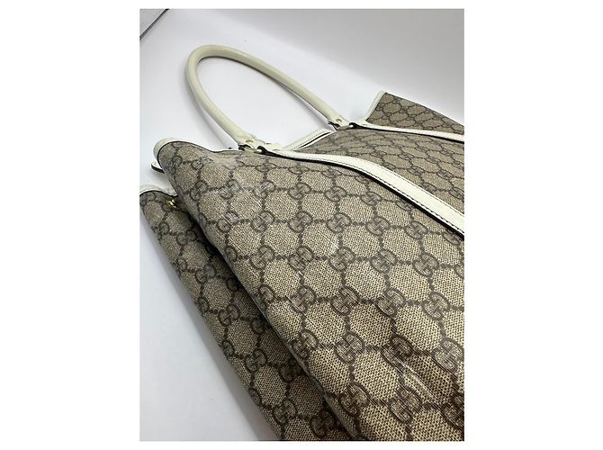 Gucci GG Canvas Web Sherry Line Borsa Tote Marrone Beige - vista 8