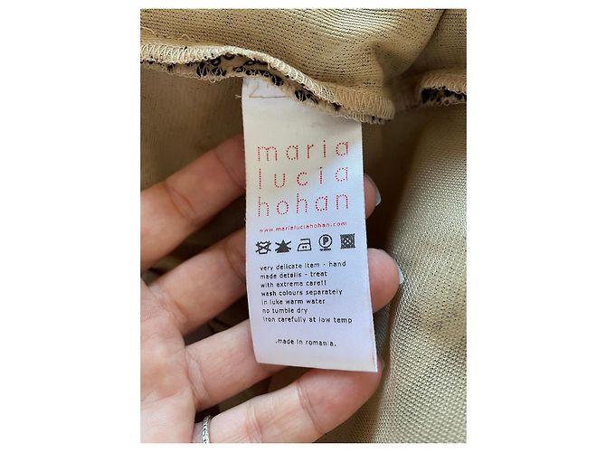 Autre Marque Maria Lucia Hohan Wickelkleid beige mit Pailletten Schwarz - Ansicht 10