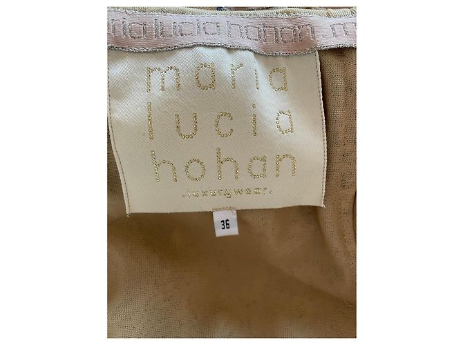 Autre Marque Maria Lucia Hohan Wickelkleid beige mit Pailletten Schwarz - Ansicht 7