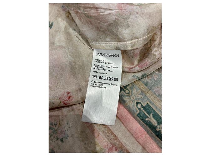 Zimmermann August Tie Front Seidenkleid Pink Mehrfarben Beige Grün Lila Gelb - vue 5
