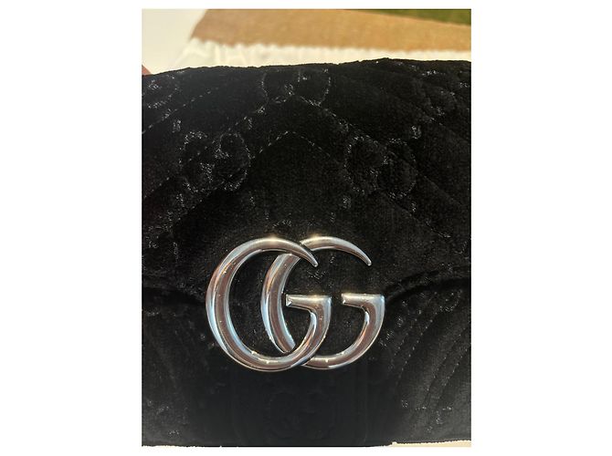 Gucci Marmont Borsa a tracolla in velluto Nero - vista 4