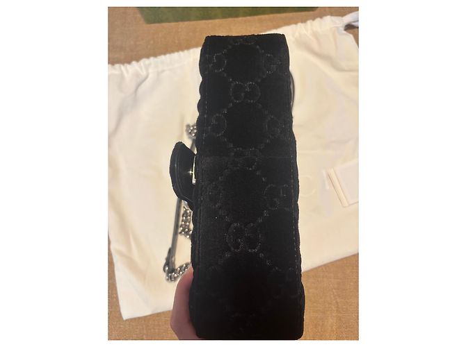 Gucci Marmont Borsa a tracolla in velluto Nero - vista 7