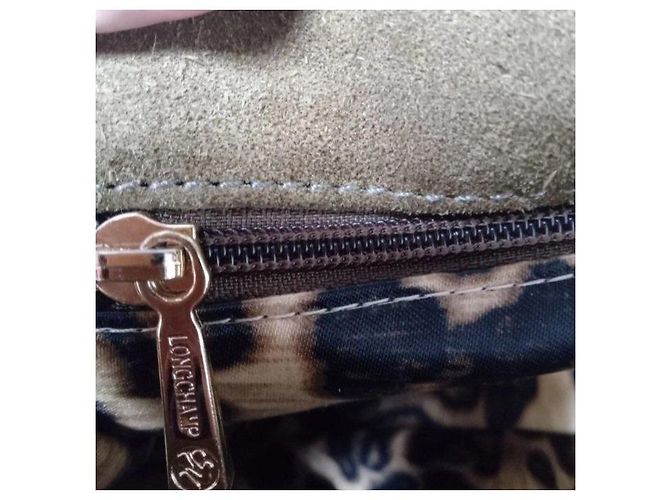 Longchamp Paris Borsa a tracolla in scamosciato con catena Marrone Cachi - vista 5