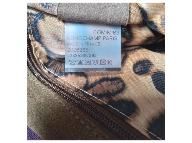 Longchamp Paris Borsa a tracolla in scamosciato con catena Marrone Cachi - vista 7