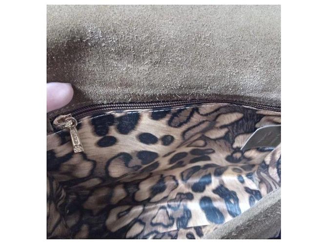 Longchamp Paris Borsa a tracolla in scamosciato con catena Marrone Cachi - vista 9