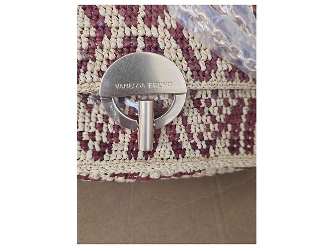 Borsa a tracolla Vanessa Bruno Moon Nano in rafia Beige Bordò - vista 5