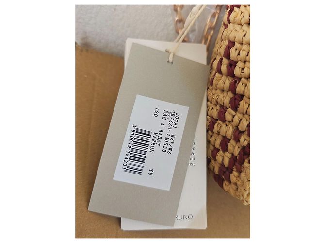 Borsa a tracolla Vanessa Bruno Moon Nano in rafia Beige Bordò - vista 6