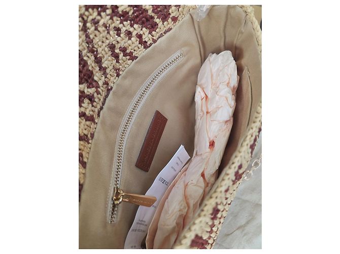Borsa a tracolla Vanessa Bruno Moon Nano in rafia Beige Bordò - vista 7
