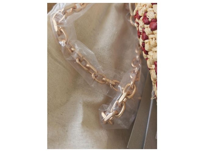 Borsa a tracolla Vanessa Bruno Moon Nano in rafia Beige Bordò - vista 8