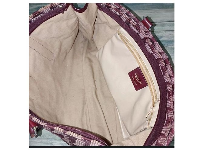 Borsa Lanvin in tela monogram e pelle Beige Bordò - vista 3