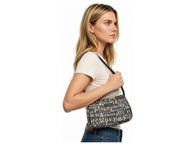 Borsa a tracolla Burberry Monogram Graffiti Nero Bianco - vista 2