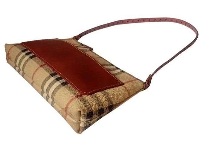 Borsa a tracolla Burberry Haymarket Check Marrone Beige - vista 5