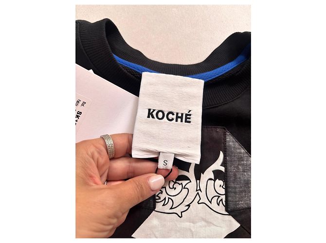 Autre Marque Koché schwarzes Baumwoll-Sweatshirt mit Aufnäher - Ansicht 3
