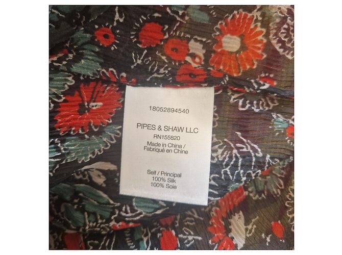 Veronica Beard Seidenbluse mit Blumenprint Cold-Shoulder Schwarz Rot Grün - Ansicht 5